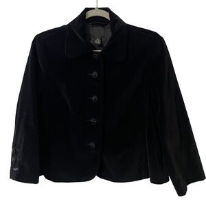 Lucky Brand Vintage Y2K Velvet Short Blazer Lined Jacket Buttons Women's M Black
